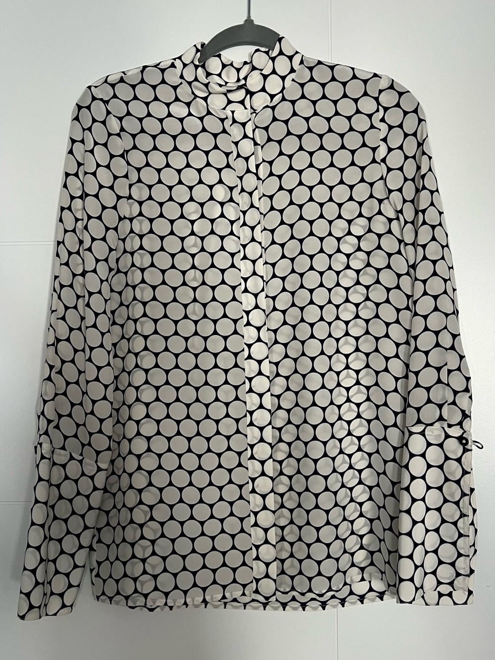 Diane Von Furstenberg Black and White Polka Dot Button-Down Blouse